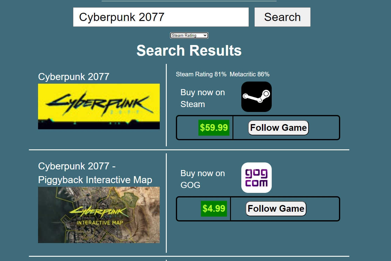 Search for games to follow