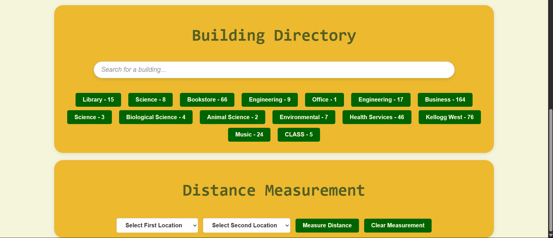 Building Directory and Distance Measurement Features