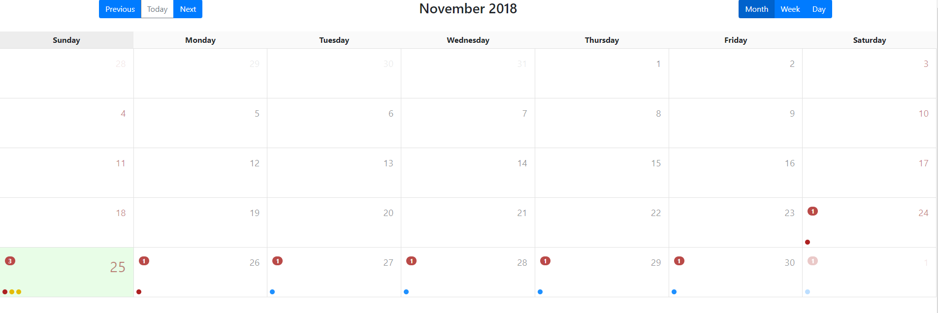 Organize via Month View