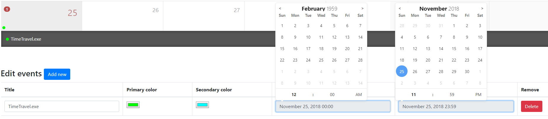 Create Events with Custom Dates